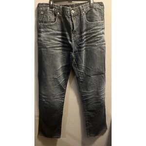 Marc Ecko Jeans Men's 38x32 Cut N Sew Pocket Embroidery Straight Whiskering